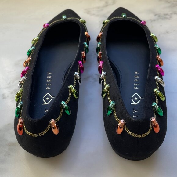 Katy Perry Hollie Christmas Flat in Black, Size 6 - Picture 3 of 3